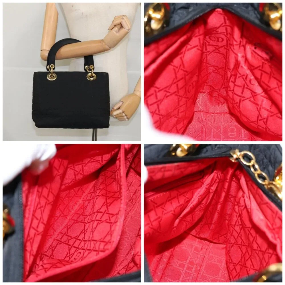 Christian Dior Canage Hand Bag Nylon Black Gold - Picture 14 of 14